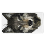 Watercolor Painting Wolf Print Beach Towel