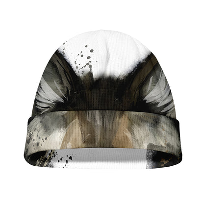 Watercolor Painting Wolf Print Beanie