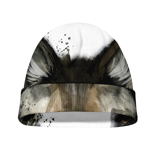 Watercolor Painting Wolf Print Beanie