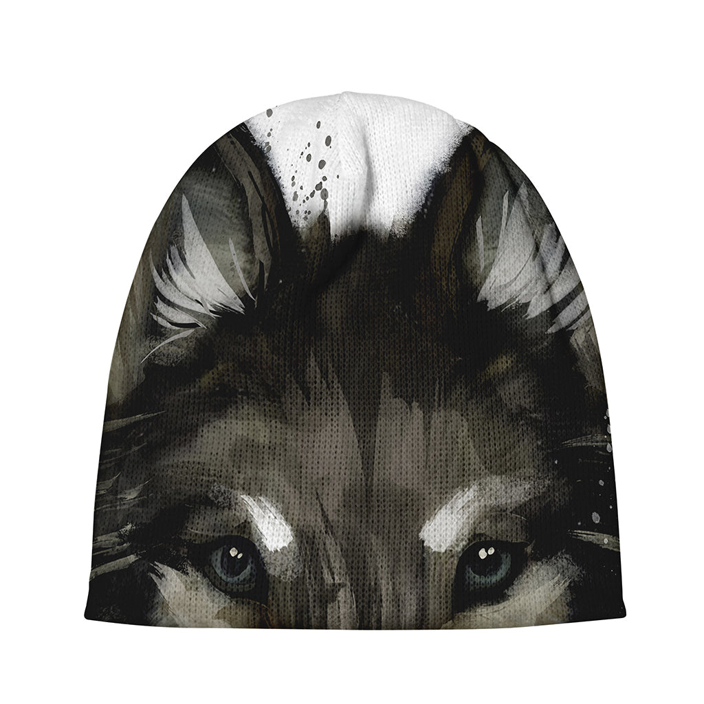 Watercolor Painting Wolf Print Beanie