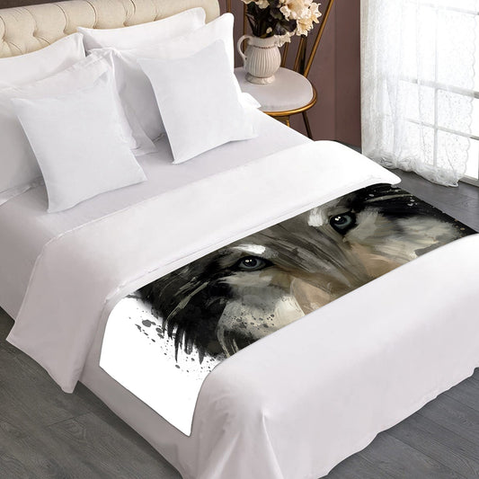 Watercolor Painting Wolf Print Bed Runner