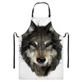 Watercolor Painting Wolf Print Bib Apron With Pocket