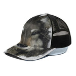 Watercolor Painting Wolf Print Black Mesh Trucker Cap