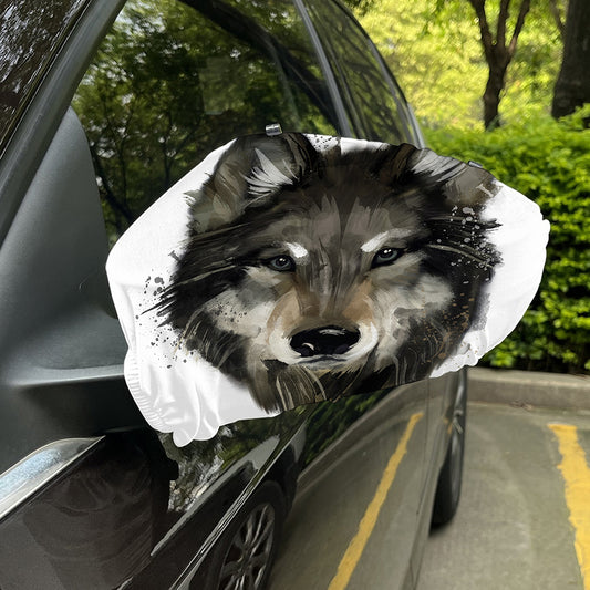 Watercolor Painting Wolf Print Car Side Mirror Covers