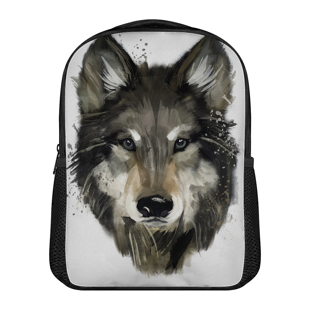 Watercolor Painting Wolf Print Casual Backpack