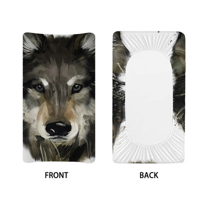 Watercolor Painting Wolf Print Changing Pad Cover