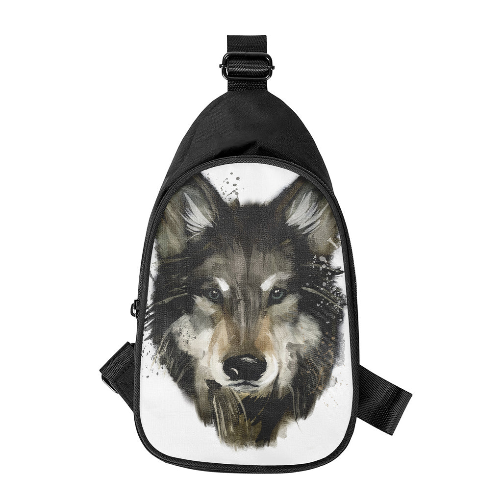 Watercolor Painting Wolf Print Chest Bag