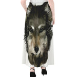 Watercolor Painting Wolf Print Chiffon Maxi Skirt