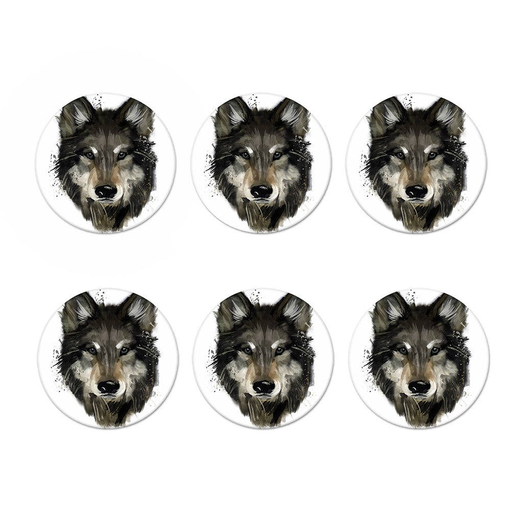 Watercolor Painting Wolf Print Coaster Set