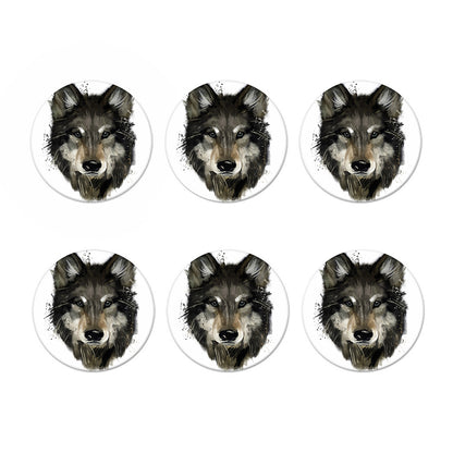 Watercolor Painting Wolf Print Coaster Set