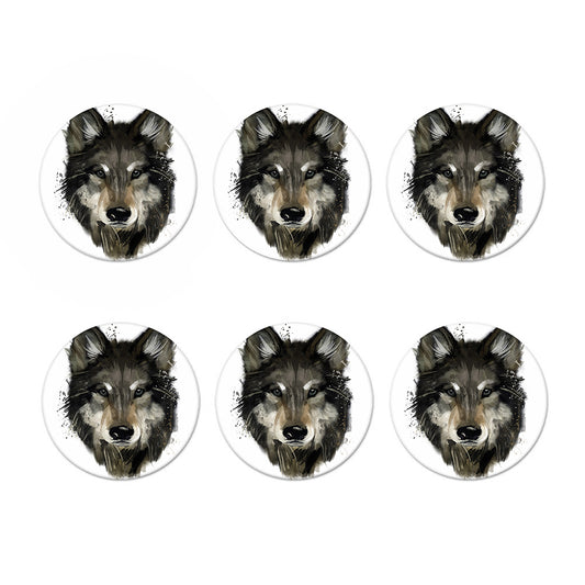 Watercolor Painting Wolf Print Coaster Set