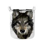 Watercolor Painting Wolf Print Collapsible Laundry Basket