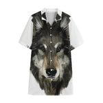 Watercolor Painting Wolf Print Cotton Hawaiian Shirt