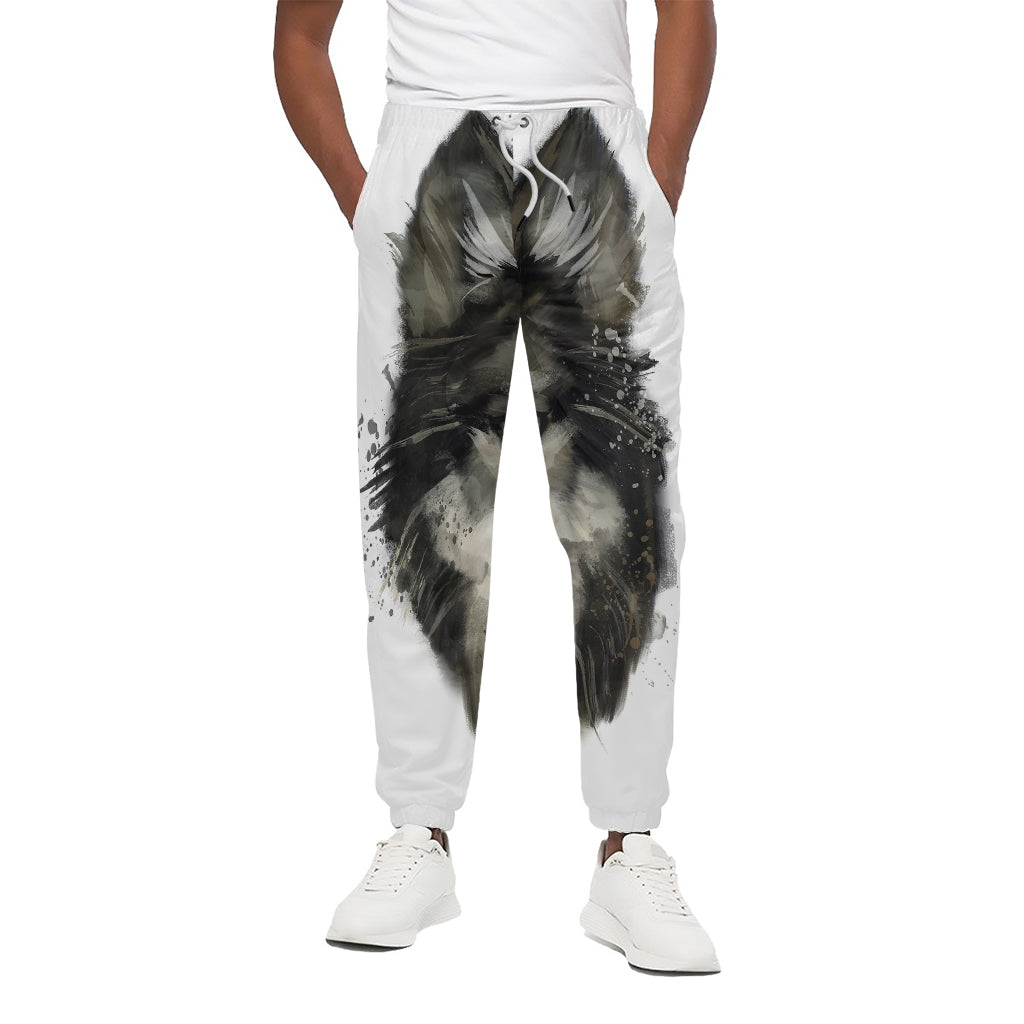 Watercolor Painting Wolf Print Cotton Pants