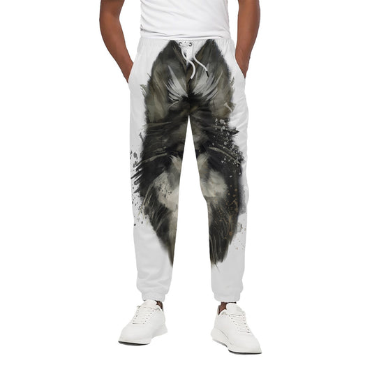 Watercolor Painting Wolf Print Cotton Pants
