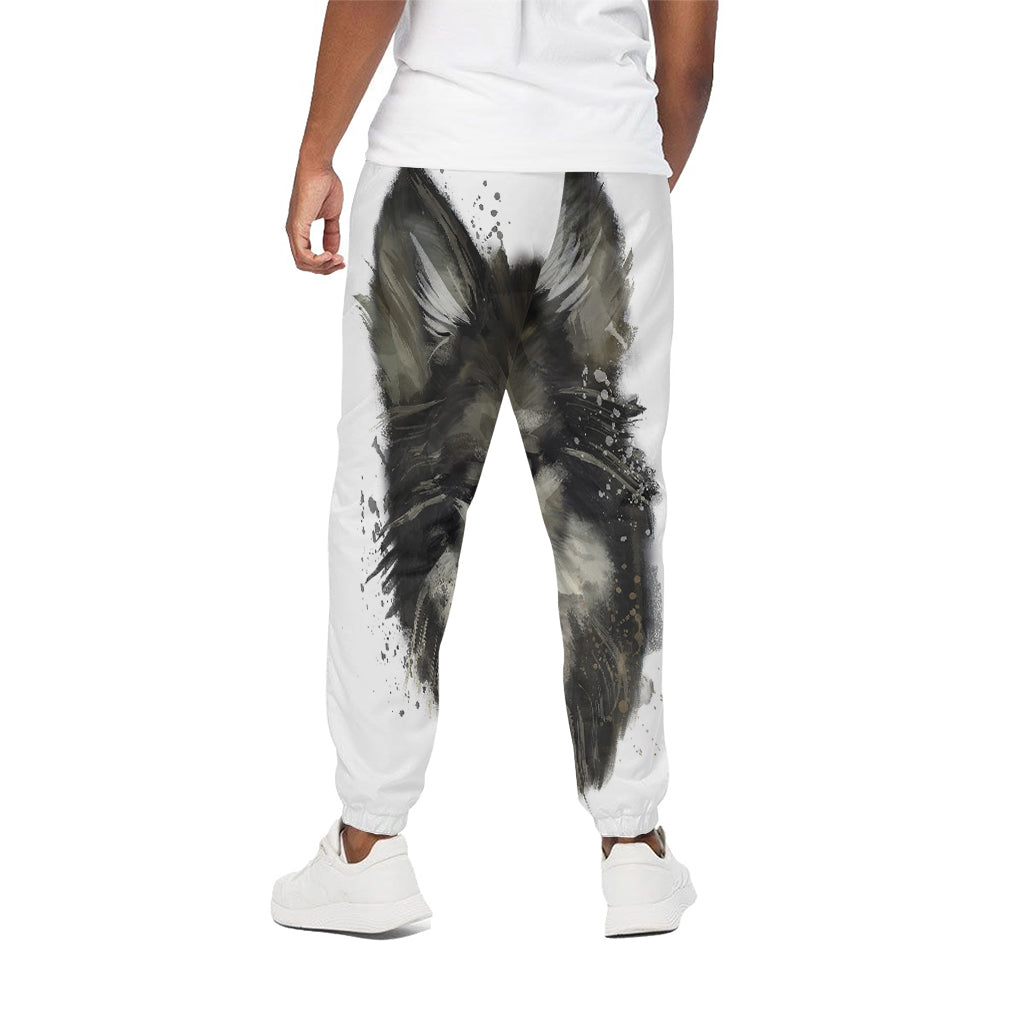 Watercolor Painting Wolf Print Cotton Pants