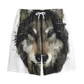 Watercolor Painting Wolf Print Cotton Shorts