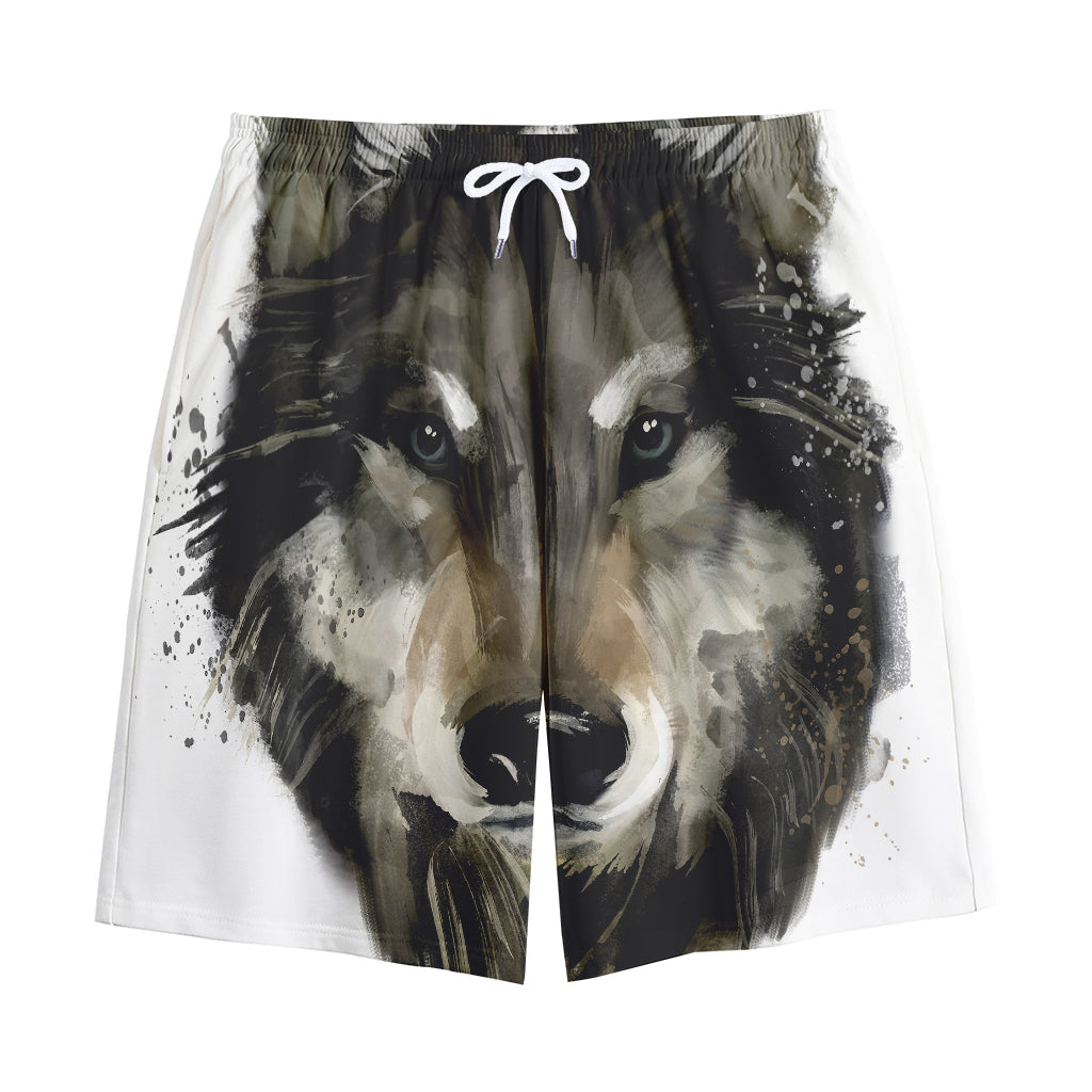 Watercolor Painting Wolf Print Cotton Shorts