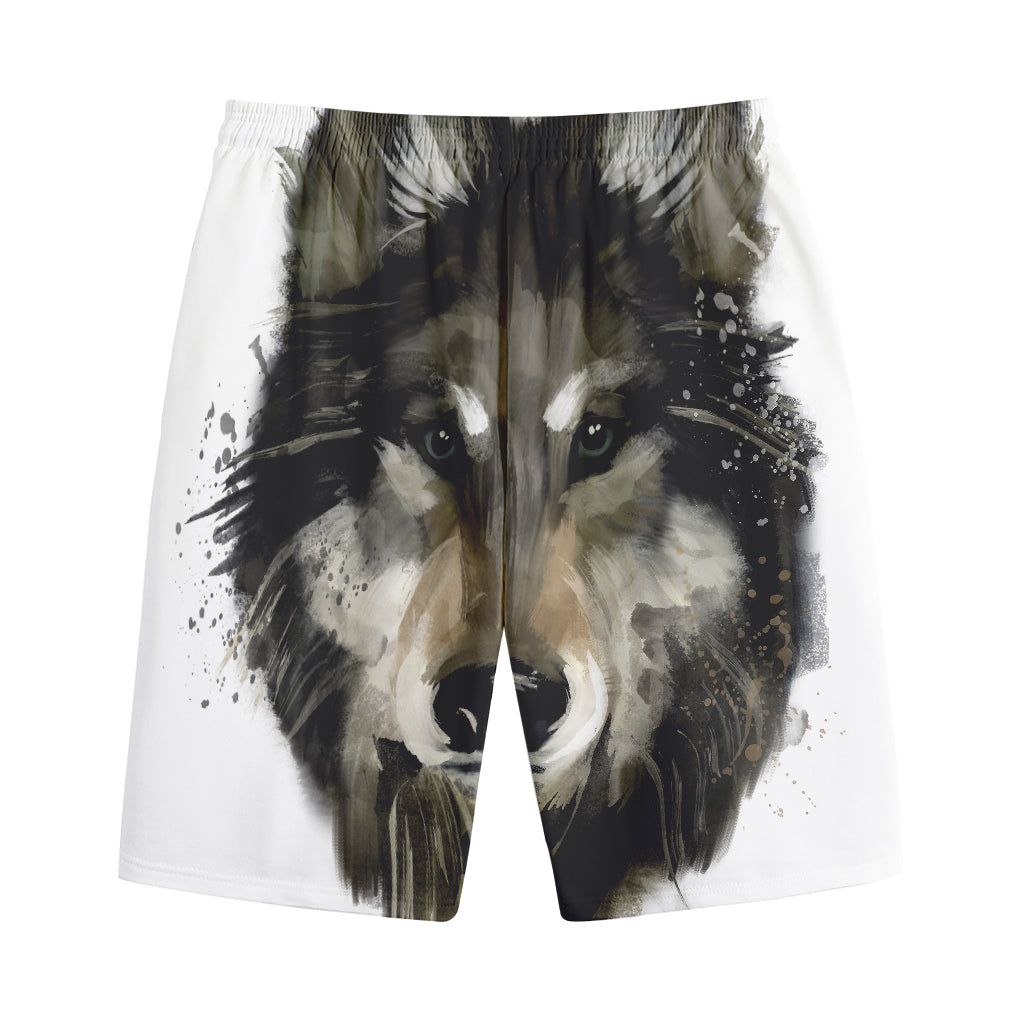 Watercolor Painting Wolf Print Cotton Shorts