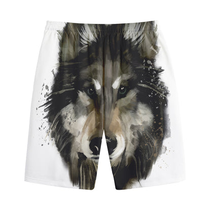 Watercolor Painting Wolf Print Cotton Shorts