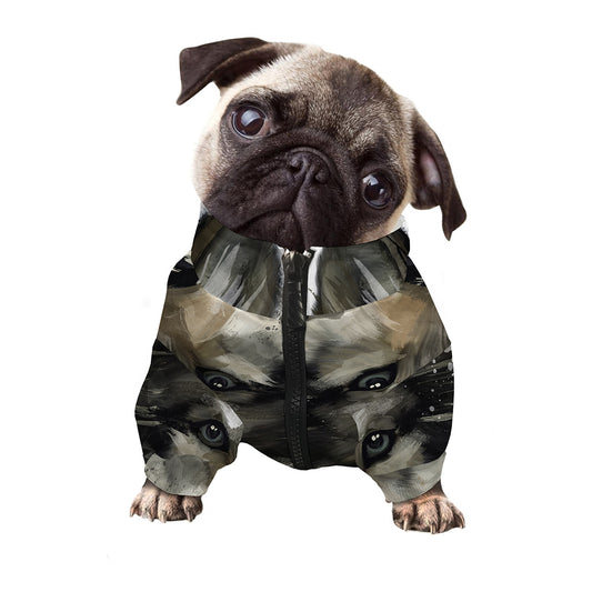 Watercolor Painting Wolf Print Dog Zip Up Jacket