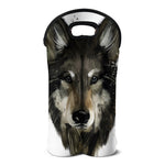 Watercolor Painting Wolf Print Double Neoprene Wine Tote