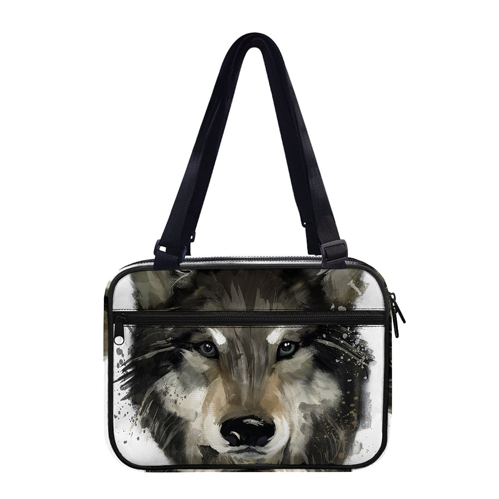 Watercolor Painting Wolf Print Double Strap Bible Bag
