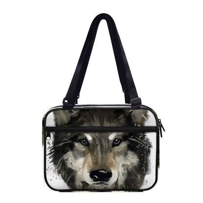 Watercolor Painting Wolf Print Double Strap Bible Bag