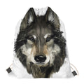 Watercolor Painting Wolf Print Drawstring Bag