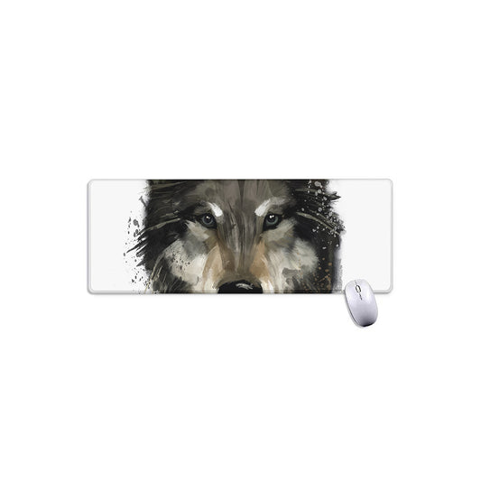 Watercolor Painting Wolf Print Extended Mouse Pad