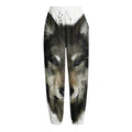 Watercolor Painting Wolf Print Fleece Lined Knit Pants