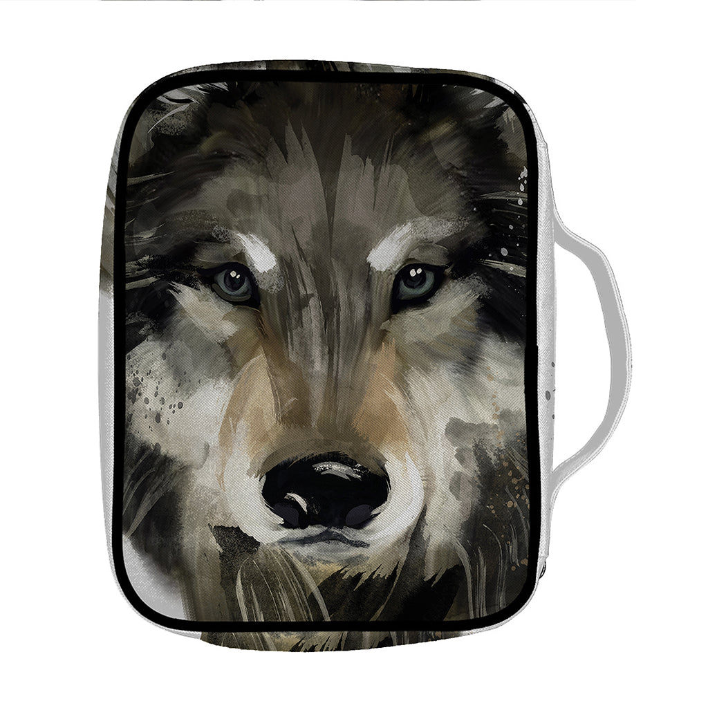 Watercolor Painting Wolf Print Front Pocket Bible Bag