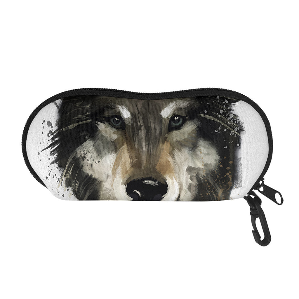 Watercolor Painting Wolf Print Glasses Case