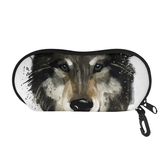 Watercolor Painting Wolf Print Glasses Case