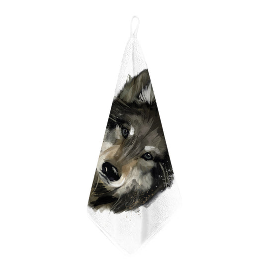 Watercolor Painting Wolf Print Hand Towel