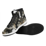 Watercolor Painting Wolf Print High Top Leather Sneakers