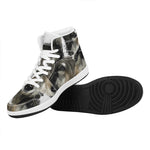 Watercolor Painting Wolf Print High Top Leather Sneakers