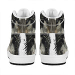 Watercolor Painting Wolf Print High Top Leather Sneakers