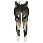 Watercolor Painting Wolf Print High-Waisted Pocket Leggings