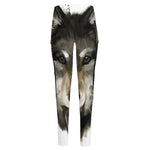Watercolor Painting Wolf Print High-Waisted Pocket Leggings