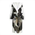 Watercolor Painting Wolf Print Hooded Bathrobe