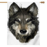 Watercolor Painting Wolf Print House Flag