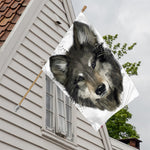 Watercolor Painting Wolf Print House Flag