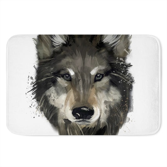 Watercolor Painting Wolf Print Indoor Door Mat