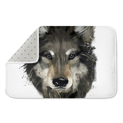 Watercolor Painting Wolf Print Indoor Door Mat