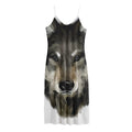 Watercolor Painting Wolf Print Jersey Midi Cami Dress