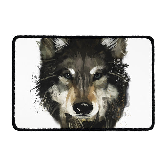 Watercolor Painting Wolf Print Kitchen Mat