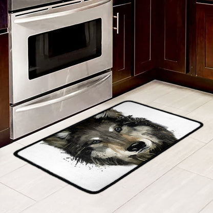 Watercolor Painting Wolf Print Kitchen Mat