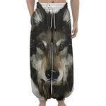 Watercolor Painting Wolf Print Lantern Pants