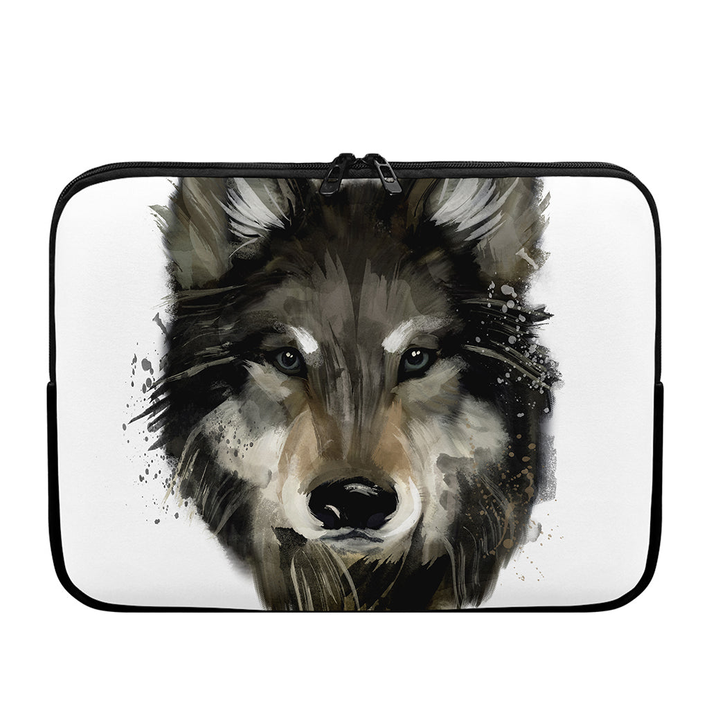 Watercolor Painting Wolf Print Laptop Sleeve